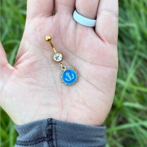 Gold and Blue Anchor Belly Button Ring